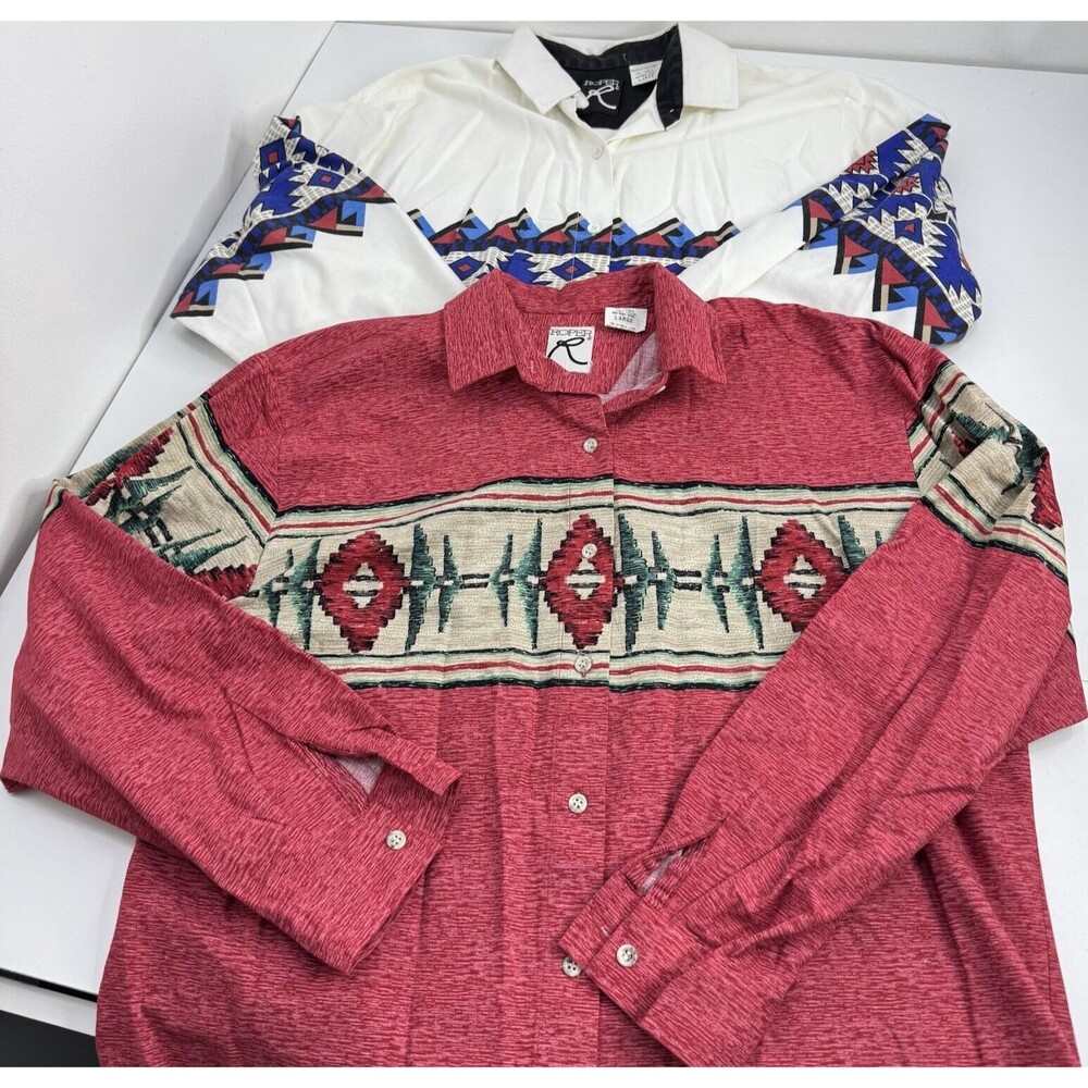 Roper Red Western Button-Down Shirt with Tribal Stripe